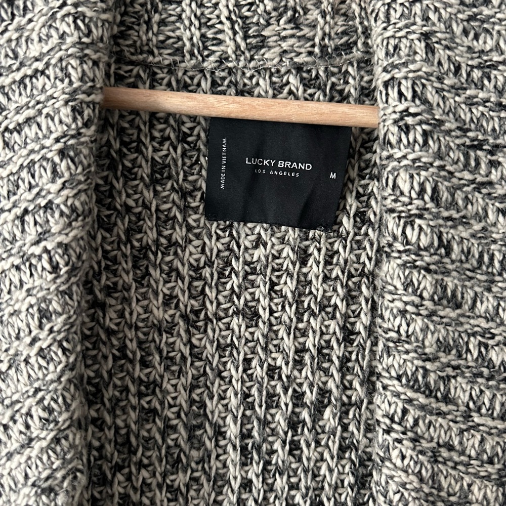 Lucky Brand Black and White Knit Cardigan Long Duster - Picture 2 of 4